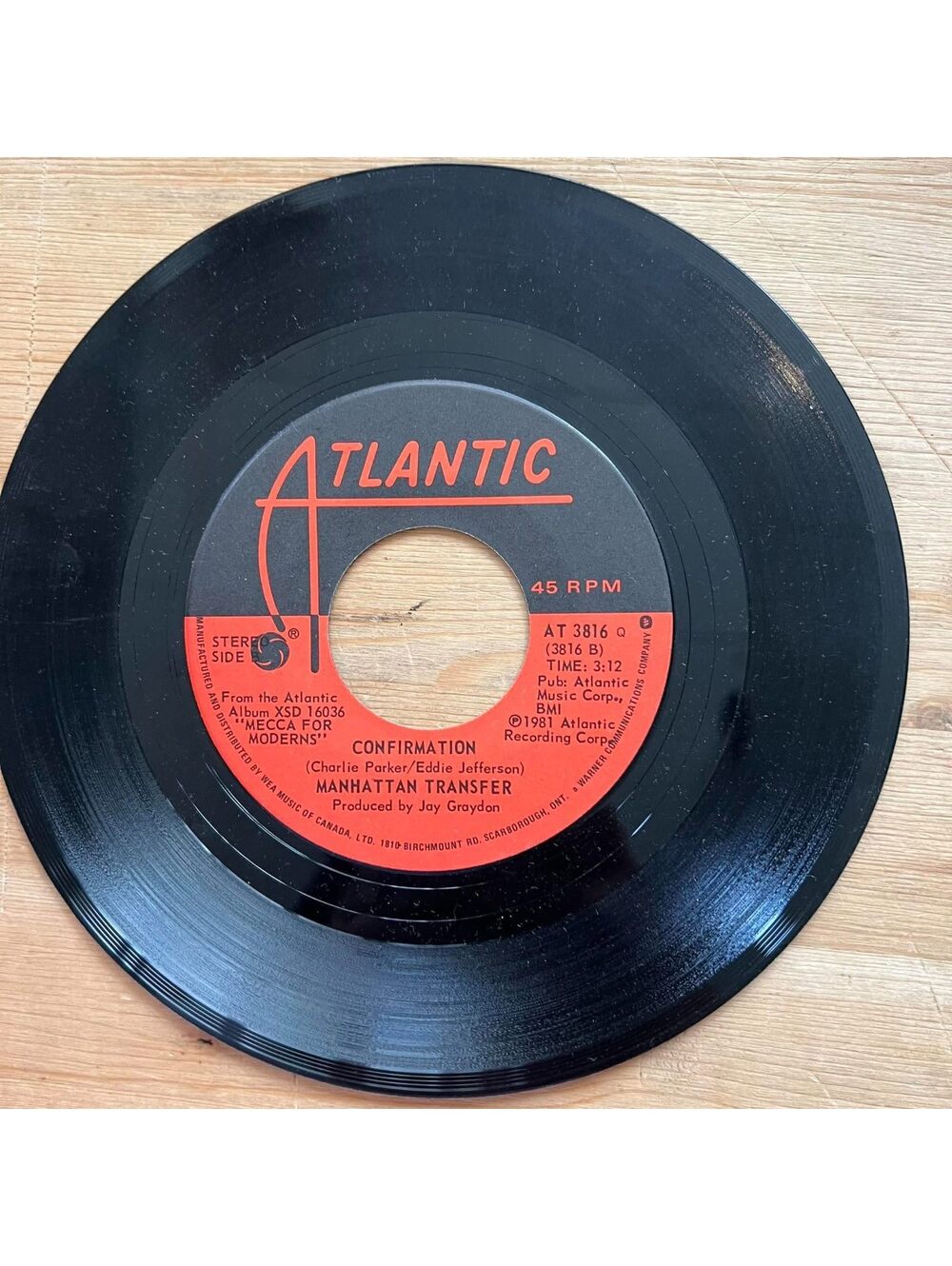 Manhattan Transfer - Confirmation/Boy from New York City 45rpm VG+ R20